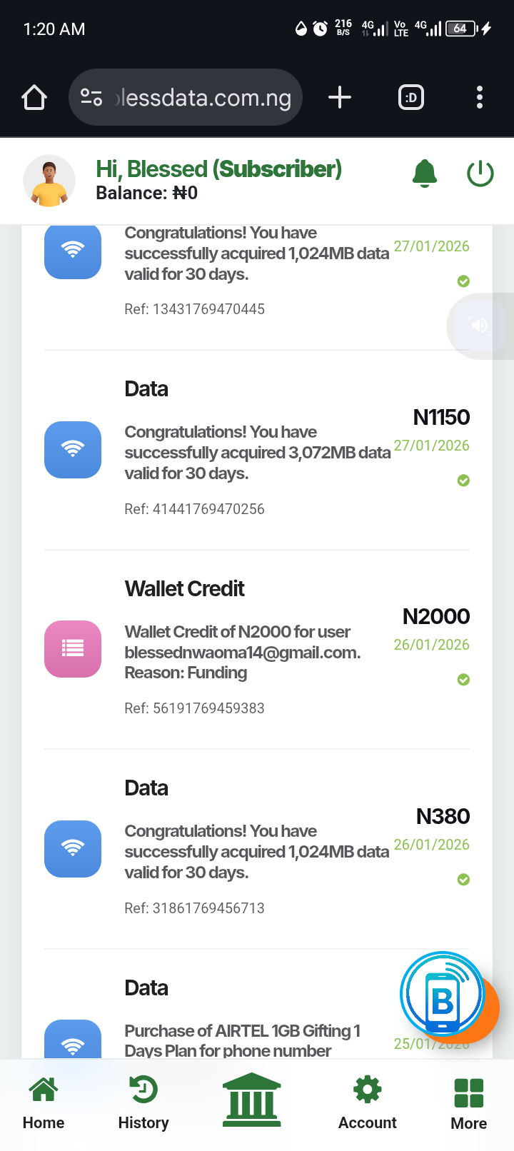 BlessData Successful Transaction